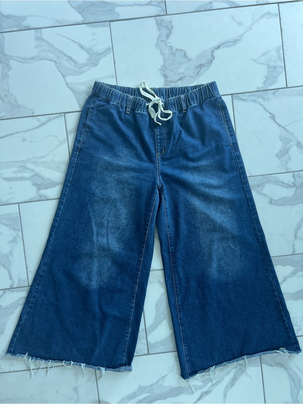 Full Leg Elastic Waist Boho Denim Jeans (US XXL/ Size 15/16)